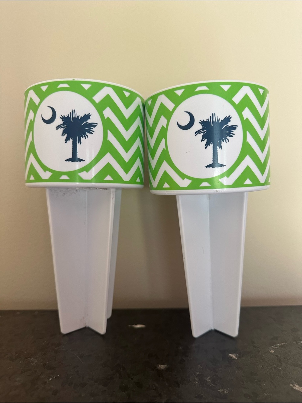 Beach sand cup holders  South Carolina palm tree moon ocean sea nautical